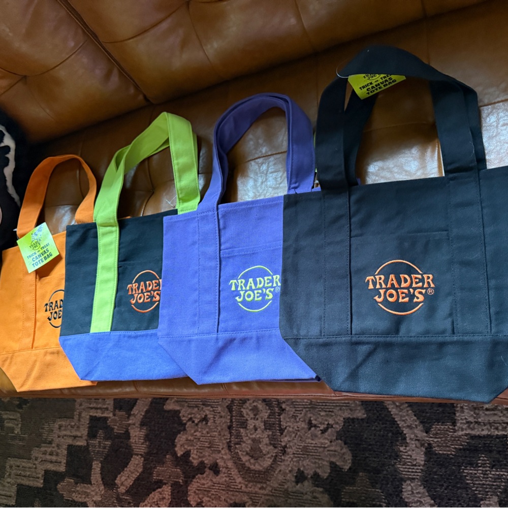 New w/Tags! All 4 Halloween 2025 Trader Joe's Canvas Mini Tote Bags! - Picture 2 of 7
